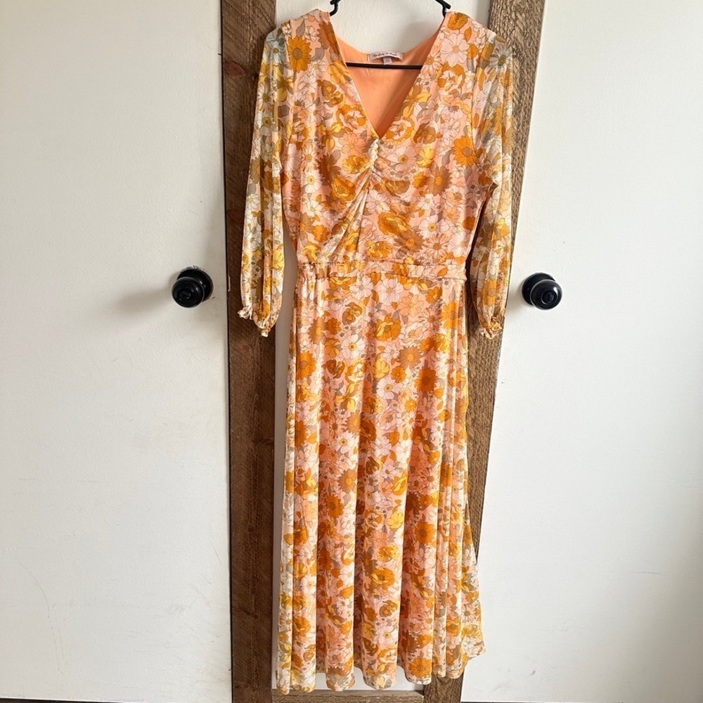 Harlow & Rose Long Sleeve Floral Maxi Dress size medium
